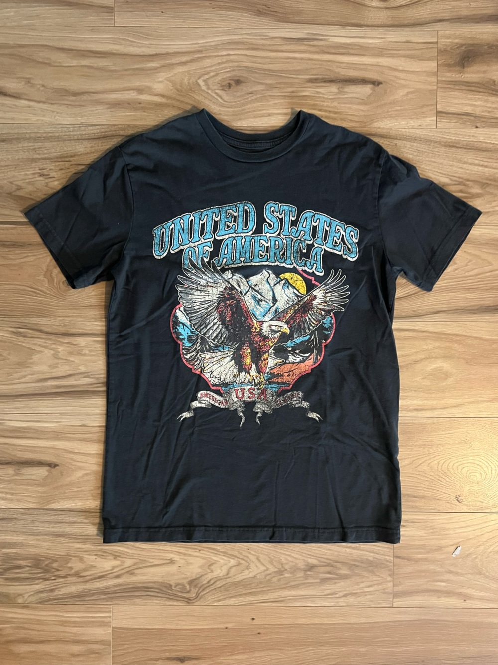 Zoe + Liv Americana Black Graphic Eagle United States Tee